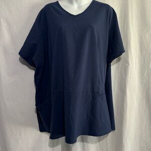 Butter Soft Women’s Navy V-Neck Scrub Top 3X Pockets Stretch